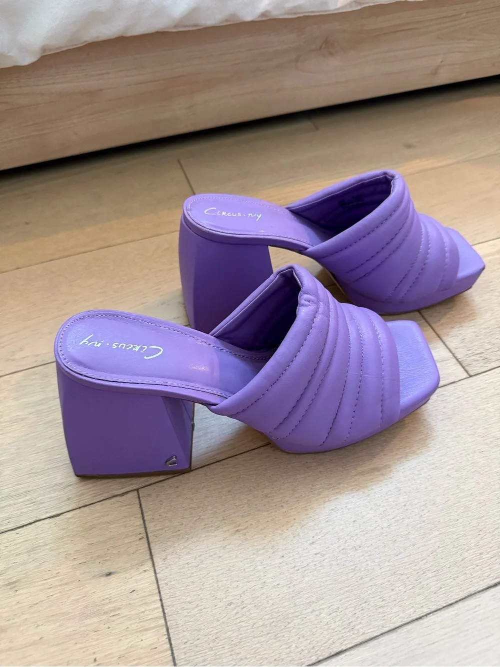 Circus by Sam Edelman Lavender Quilted Block Heel Mules